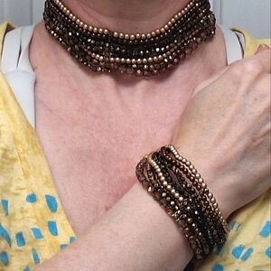 SATELLITE PARIS | Brown Necklace/Choker & Bracelet